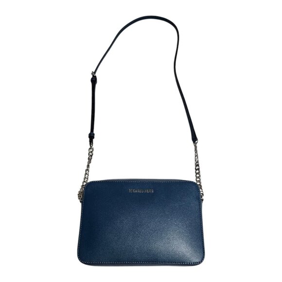 NWT Michael Kors Bag Jet Set Large Saffiano Leather Crossbody Purse Luxe Teal - Picture 1 of 12